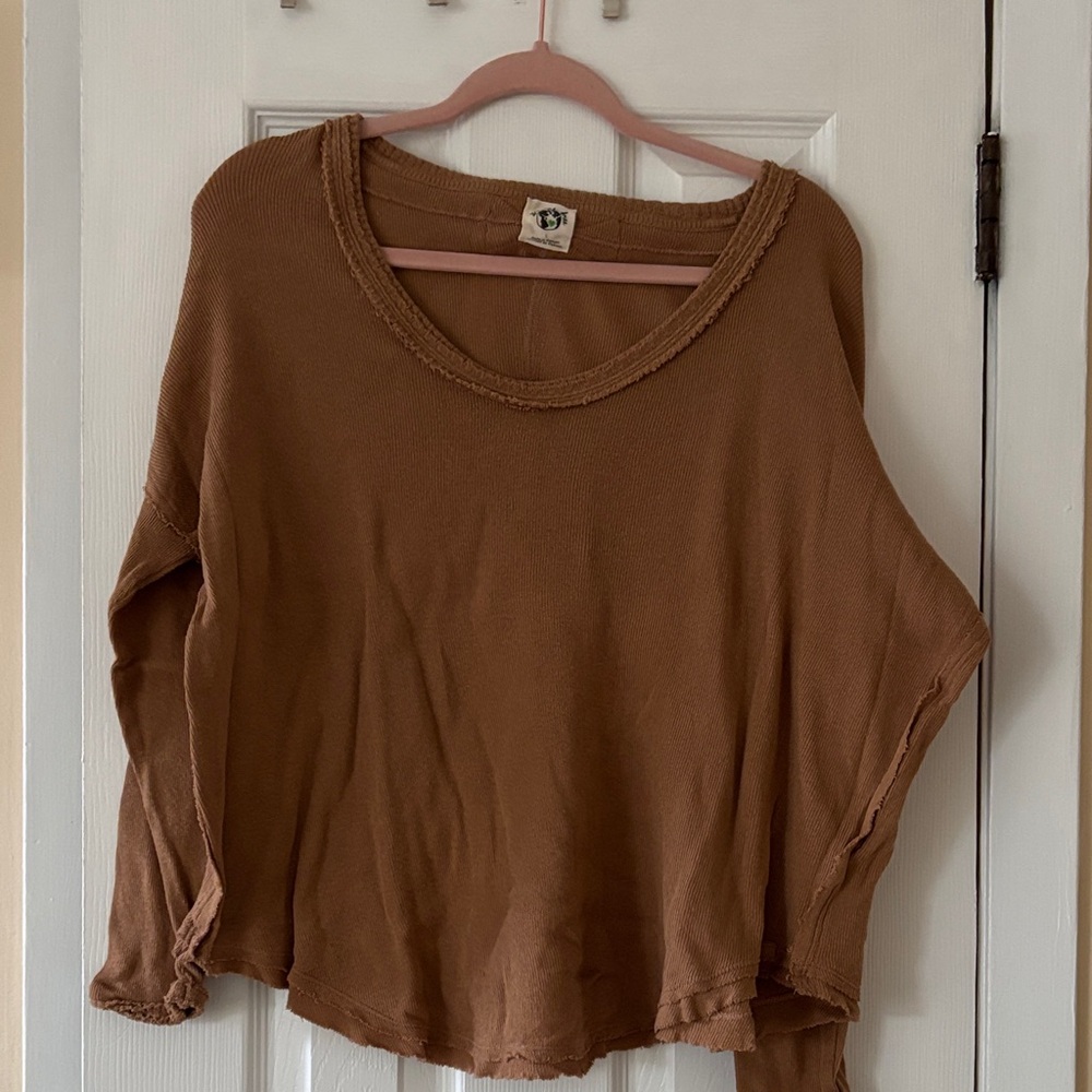 Free People Brown Long Sleeve Top